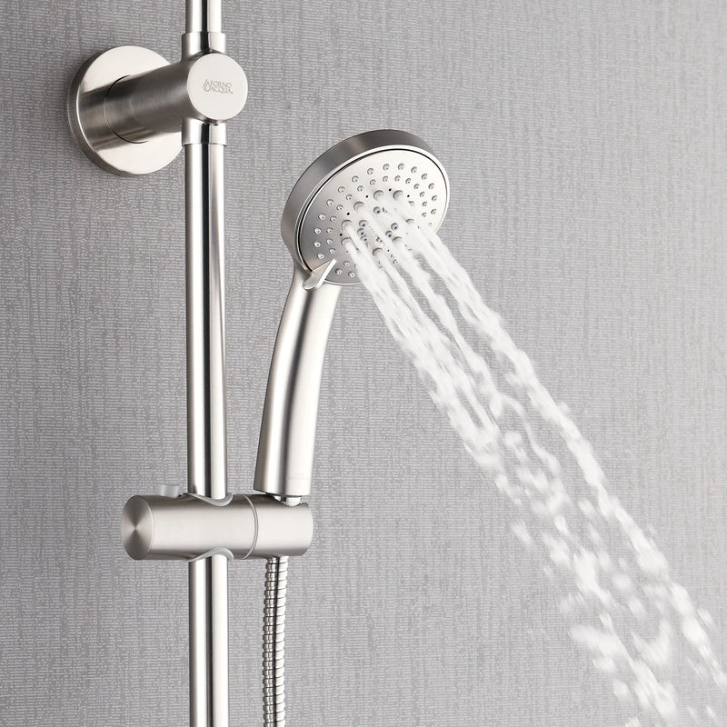 Forno AcquaSPA Retrofit 9-Inch Overhead Rainfall Shower with 2.5 GPM Flow Rate, Handheld, Body Jets, 6 Way Diverter in Brushed Nickel (SC31BN-C2)