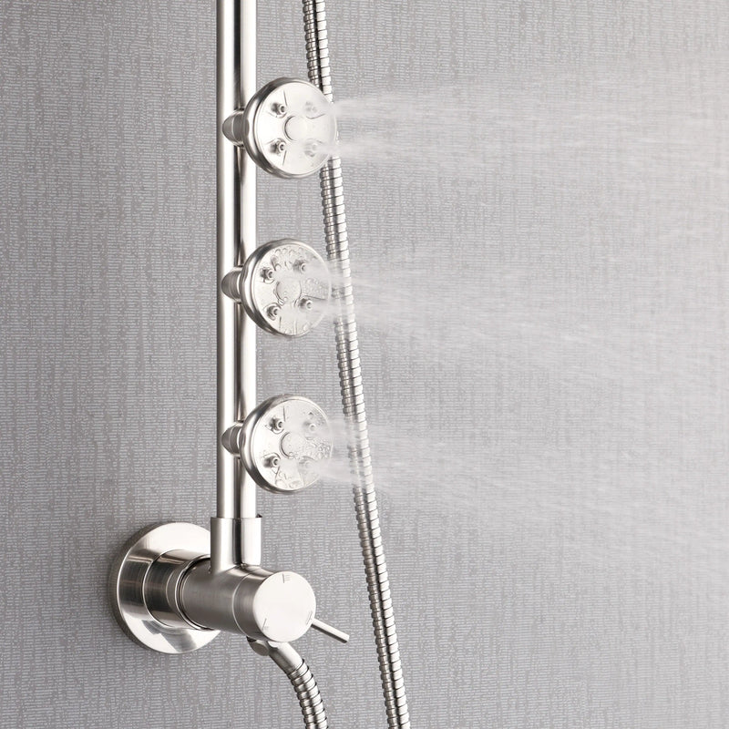 Forno AcquaSPA Retrofit 9-Inch Overhead Rainfall  Shower with 1.8 GPM Flow Rate, Handheld, Body Jets, 6 Way Diverter in Brushed Nickel (SC31BN-C8)