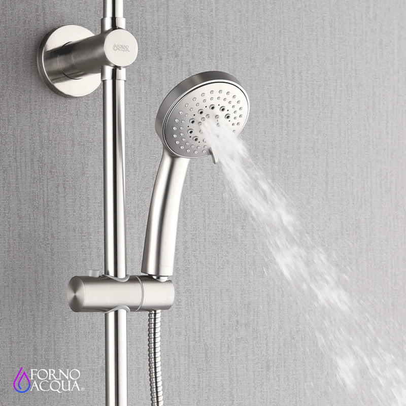 Forno AcquaSPA Retrofit 9-Inch Overhead Rainfall Shower with 2.5 GPM Flow Rate, Handheld, Body Jets, 6 Way Diverter in Brushed Nickel (SC31BN-C2)