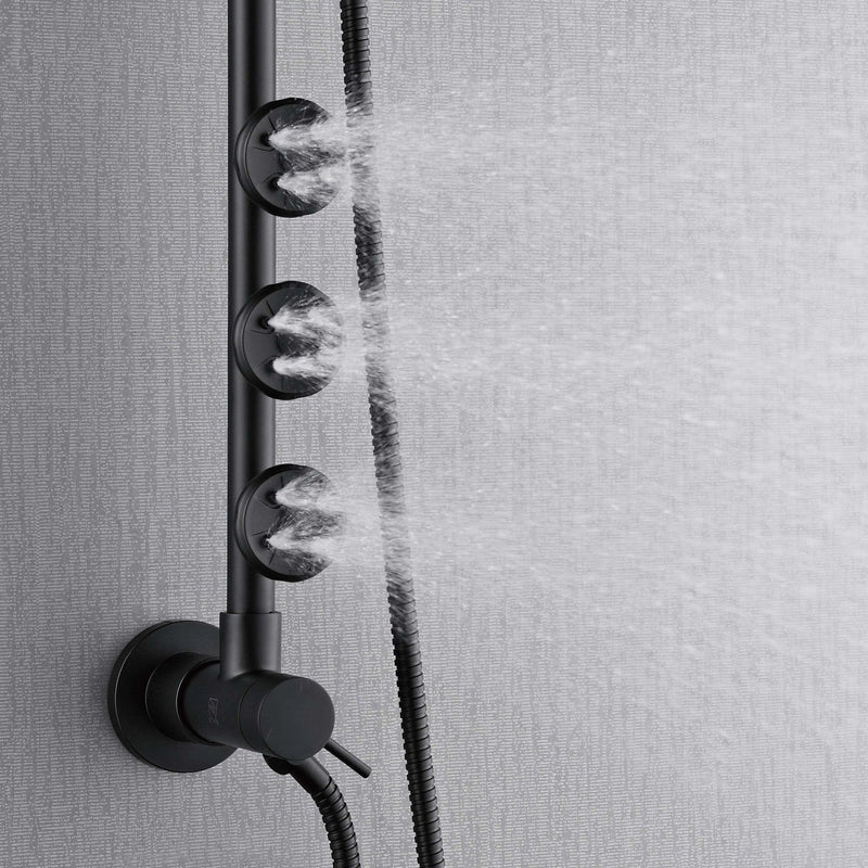 Forno AcquaSpa Retrofit 8-Inch Overhead Rainfall Shower with 2.5 GPM Flow Rate, Handheld, Body Jets, 6 Way Diverter in Matte Black (SC32BK-C2)