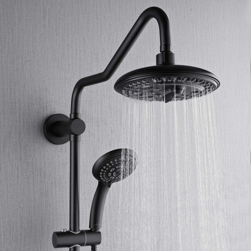 Forno AcquaSpa Retrofit 8-Inch Overhead Rainfall Shower with 2.5 GPM Flow Rate, Handheld, Body Jets, 6 Way Diverter in Matte Black (SC32BK-C2)