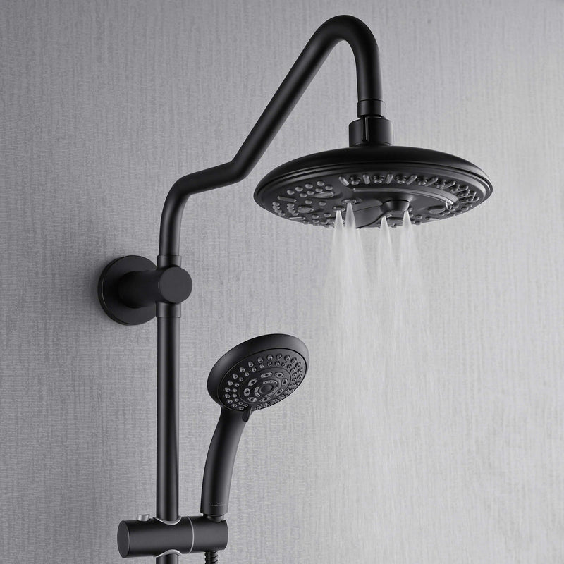 Forno AcquaSpa Retrofit 8-Inch Overhead Rainfall Shower with 2.5 GPM Flow Rate, Handheld, Body Jets, 6 Way Diverter in Matte Black (SC32BK-C2)