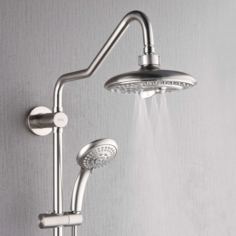 Forno AcquaSPA Retrofit 8-Inch Ovearhead Rainfall Shower with 2.5 GPM Flow Rate, Handheld, Body Jets, 6 Way Diverter in Brushed Nickel (SC32BN-C2)