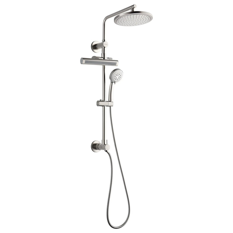 Forno AcquaFALL 9-Inch Overhead Rainfall Shower with 2.5 GPM Flow Rate, Handheld, Body Jets in Brushed Nickel (SCW1BN-S2)