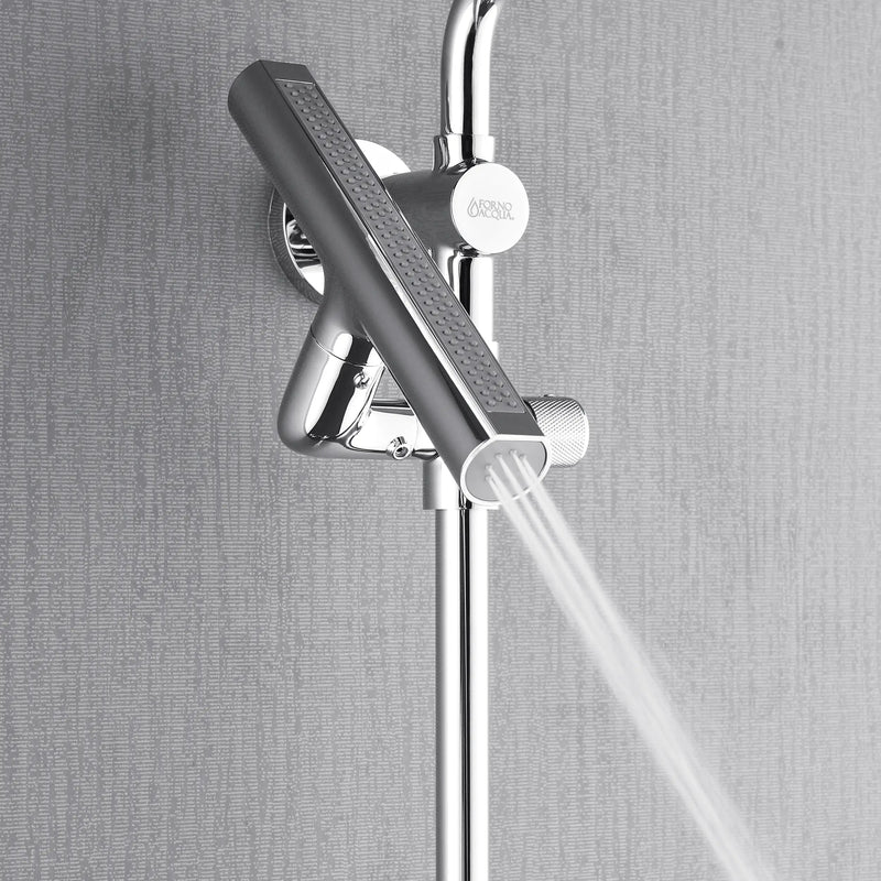 Forno AcquaFALL 9-Inch Overhead Rainfall Shower with 1.8 GPM Flow Rate, Handlheld, Body Jets in Polished Stainless Steel (SCW1CP-S8)
