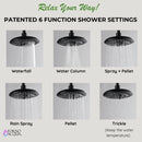 Forno AcquaFALL 8-Inch Overhead Rainfall Shower with 2.5 GPM Flow Rate, Handheld, 7 Way Diverter, Body Jets in Matte Black (SCW2BK-C2)