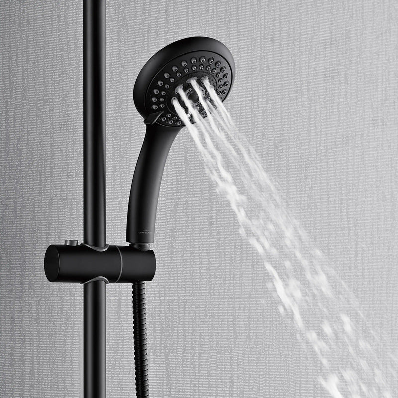 Forno AcquaFALL 8-Inch Overhead Rainfall Shower with 2.5 GPM Flow Rate, Handheld, 7 Way Diverter, Body Jets in Matte Black (SCW2BK-C2)