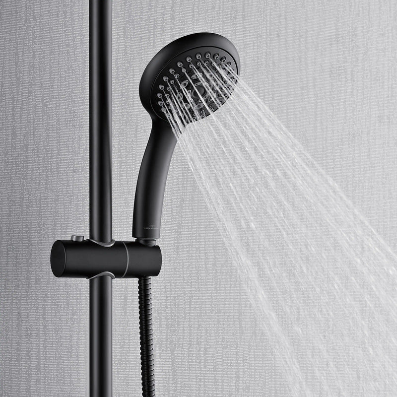 Forno AcquaFALL 8-Inch Overhead Rainfall Shower with 2.5 GPM Flow Rate, Handheld, 7 Way Diverter, Body Jets in Matte Black (SCW2BK-C2)