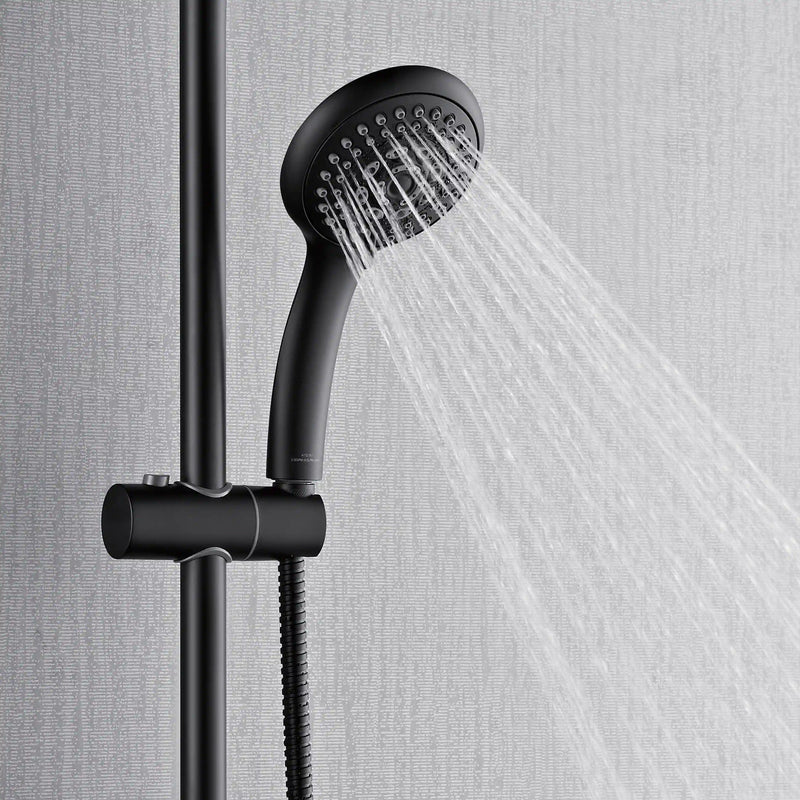Forno AcquaFALL 8-Inch Overhead Rainfall Shower with 1.8 GPM Flow Rate, Handheld, 7 Way Diverter, Body Jets in Matte Black (SCW2BK-C8)