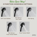 Forno AcquaFALL 8-Inch Overhead Rainfall Shower with 2.5 GPM Flow Rate, Handheld, 7 Way Diverter, Body Jets in Matte Black (SCW2BK-C2)