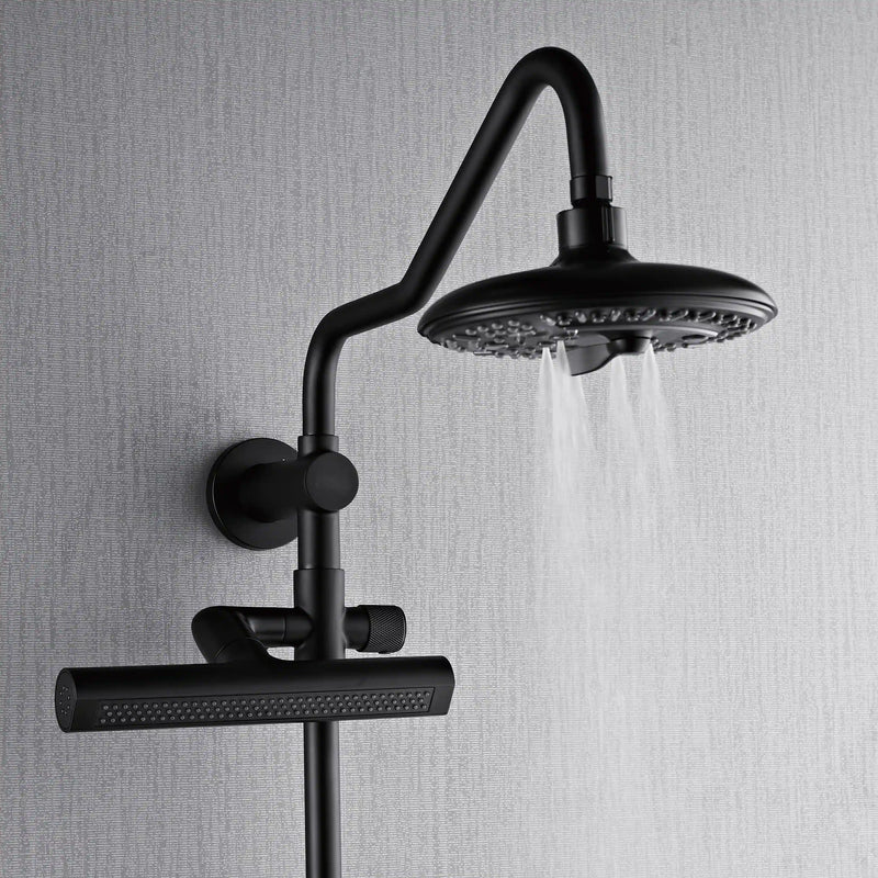 Forno AcquaFALL 8-Inch Overhead Rainfall Shower with 1.8 GPM Flow Rate, Handheld, 7 Way Diverter, Body Jets in Matte Black (SCW2BK-C8)