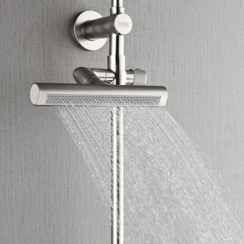 Forno AcquaFALL 8-Inch Overhead Rainfall Shower with 1.8 GPM Flow Rate, Handheld, 7 Way Diverter, Body Jets in Brushed Nickel (SCW2BN-C8)