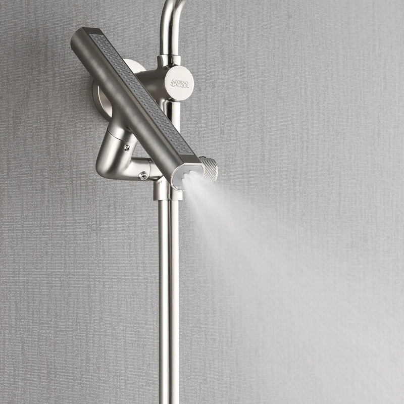 Forno AcquaFALL 8-Inch Overhead Rainfall Shower with 1.8 GPM Flow Rate, Handheld, 7 Way Diverter, Body Jets in Brushed Nickel (SCW2BN-C8)