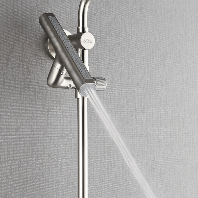 Forno AcquaFALL 8-Inch Overhead Rainfall Shower with 1.8 GPM Flow Rate, Handheld, 7 Way Diverter, Body Jets in Brushed Nickel (SCW2BN-C8)