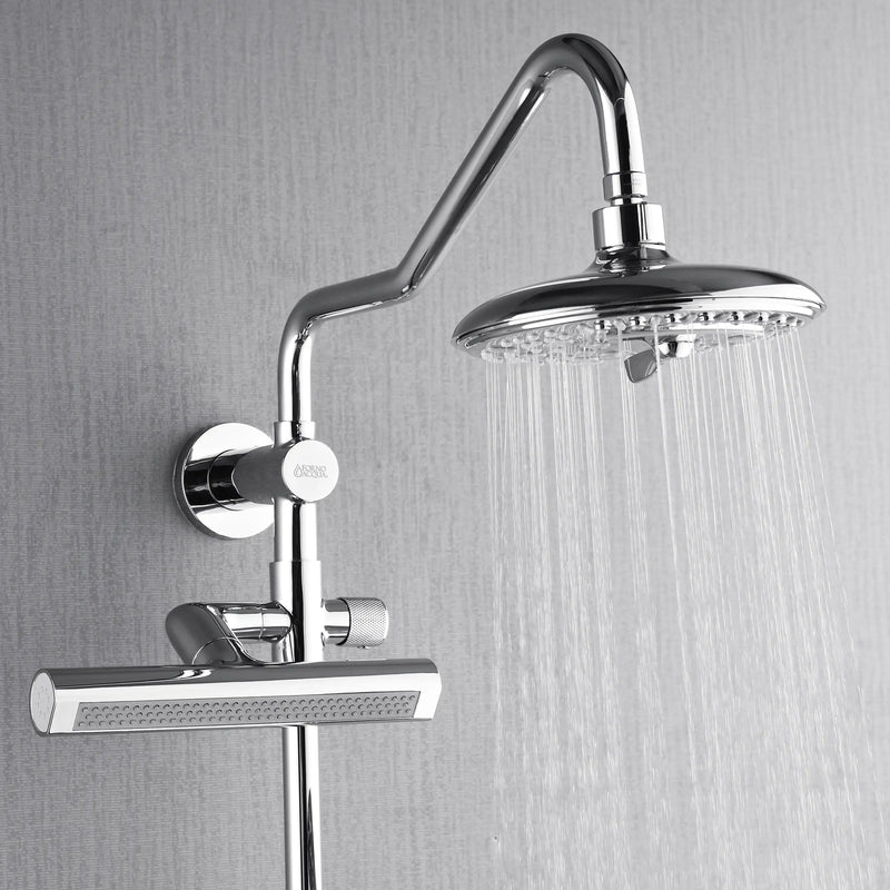 Forno AcquaFall 8-Inch Overhead Rainfall Shower with 2.5 GPM Flow Rate, Handheld, 7 Way Diverter, Body Jets in Polished Stainless Steel (SCW2CP-C2)