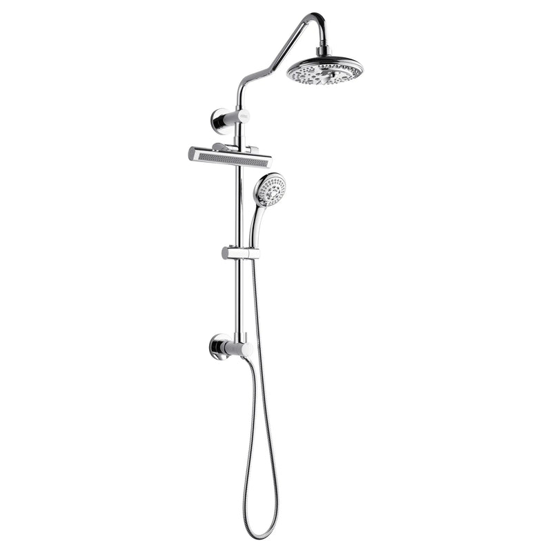 Forno AcquaFall 8-Inch Overhead Rainfall Shower with 2.5 GPM Flow Rate, Handheld, 7 Way Diverter, Body Jets in Polished Stainless Steel (SCW2CP-C2)