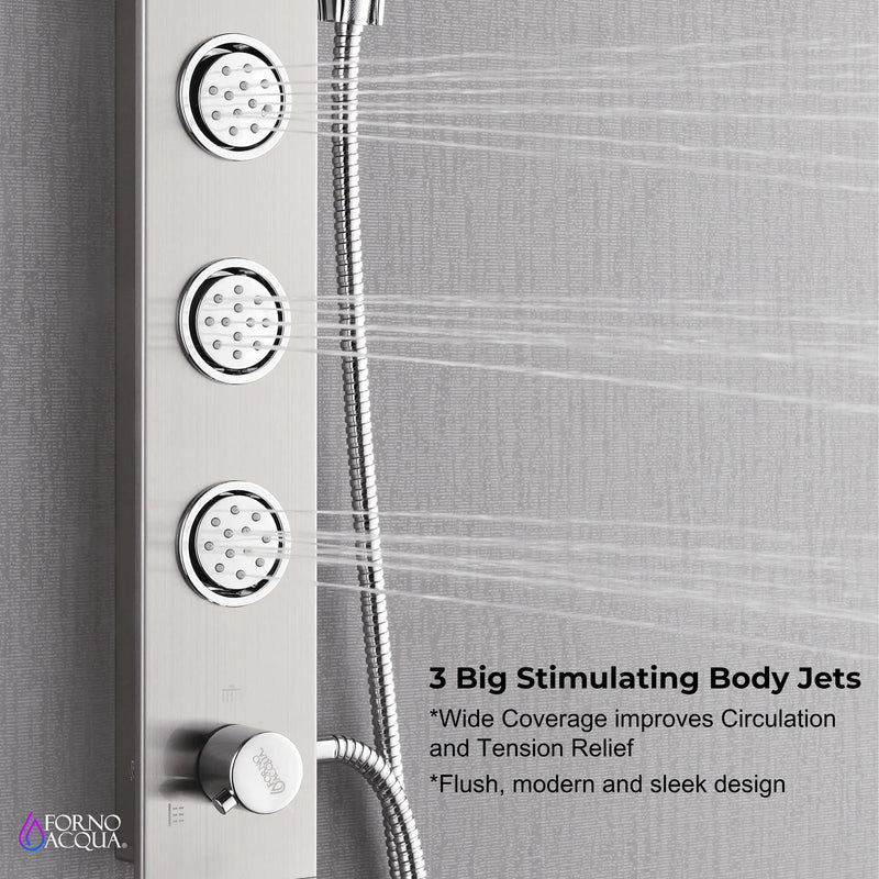 Forno AcquaSPA 9-Inch Overhead Rainfall Shower Panel with 2.5 GPM Flow Rate, Handheld, 6 Way Diverter, Body Jets in Stainless Steel (SL31BC-2)