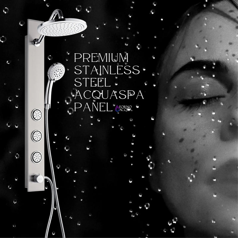 Forno AcquaSPA 9-Inch Overhead Rainfall Shower Panel with 2.5 GPM Flow Rate, Handheld, 6 Way Diverter, Body Jets in Stainless Steel (SL31BC-2)