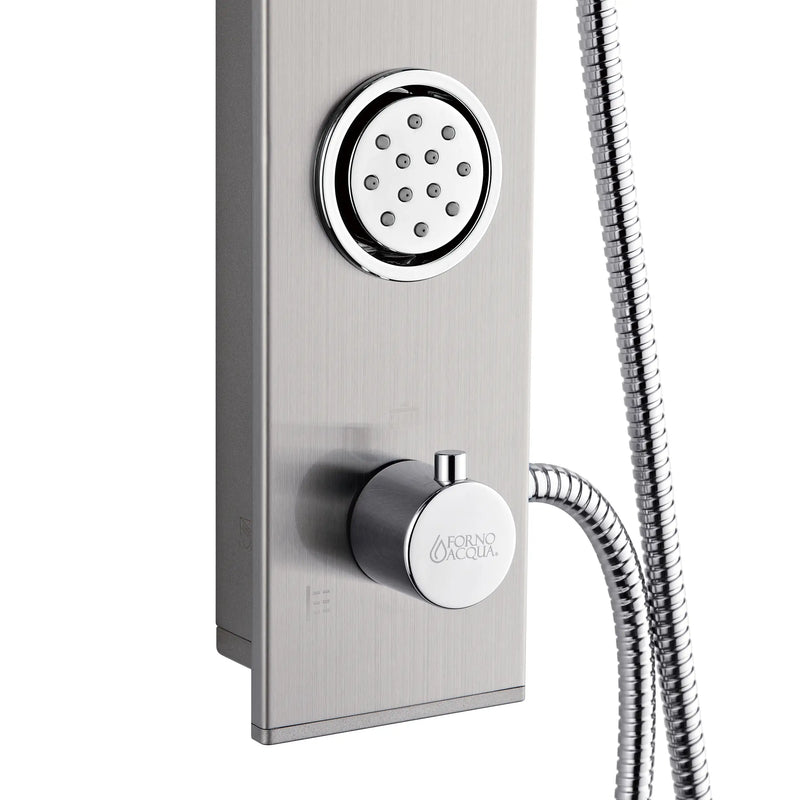 Forno AcquaSPA 9-Inch Overhead Rainfall Shower Panel with 2.5 GPM Flow Rate, Handheld, 6 Way Diverter, Body Jets in Stainless Steel (SL31BC-2)