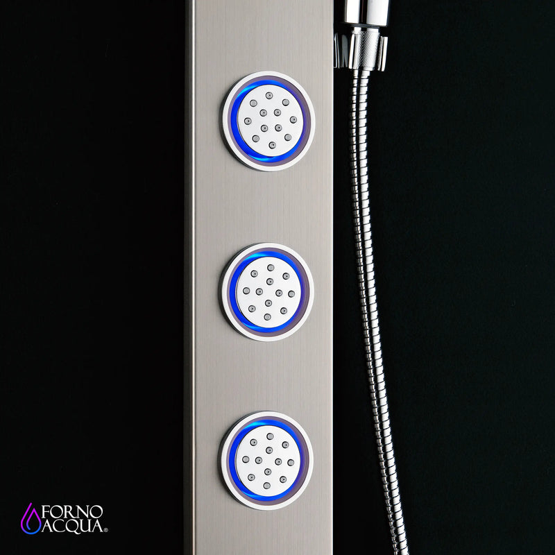 Forno AcquaSpa 9-Inch Overhead Rainfall Shower Panel with 2.5 GPM Flow Rate and SensoTemp, Handheld, Body Jets in Stainless Steel (SL31BC-L2)
