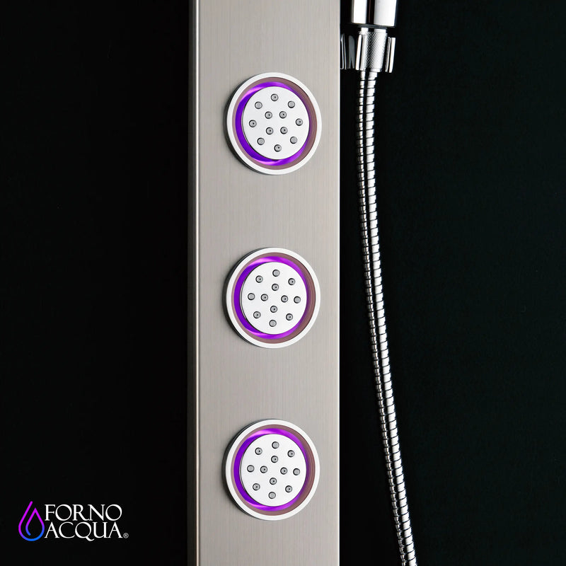 Forno AcquaSpa 9-Inch Overhead Rainfall Shower Panel with 2.5 GPM Flow Rate and SensoTemp, Handheld, Body Jets in Stainless Steel (SL31BC-L2)