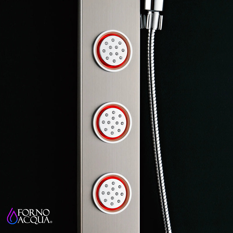 Forno AcquaSpa 9-Inch Overhead Rainfall Shower Panel with 2.5 GPM Flow Rate and SensoTemp, Handheld, Body Jets in Stainless Steel (SL31BC-L2)