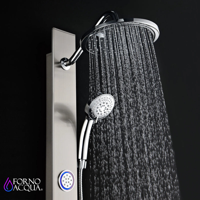 Forno AcquaSpa 9-Inch Overhead Rainfall Shower Panel with 2.5 GPM Flow Rate and SensoTemp, Handheld, Body Jets in Stainless Steel (SL31BC-L2)