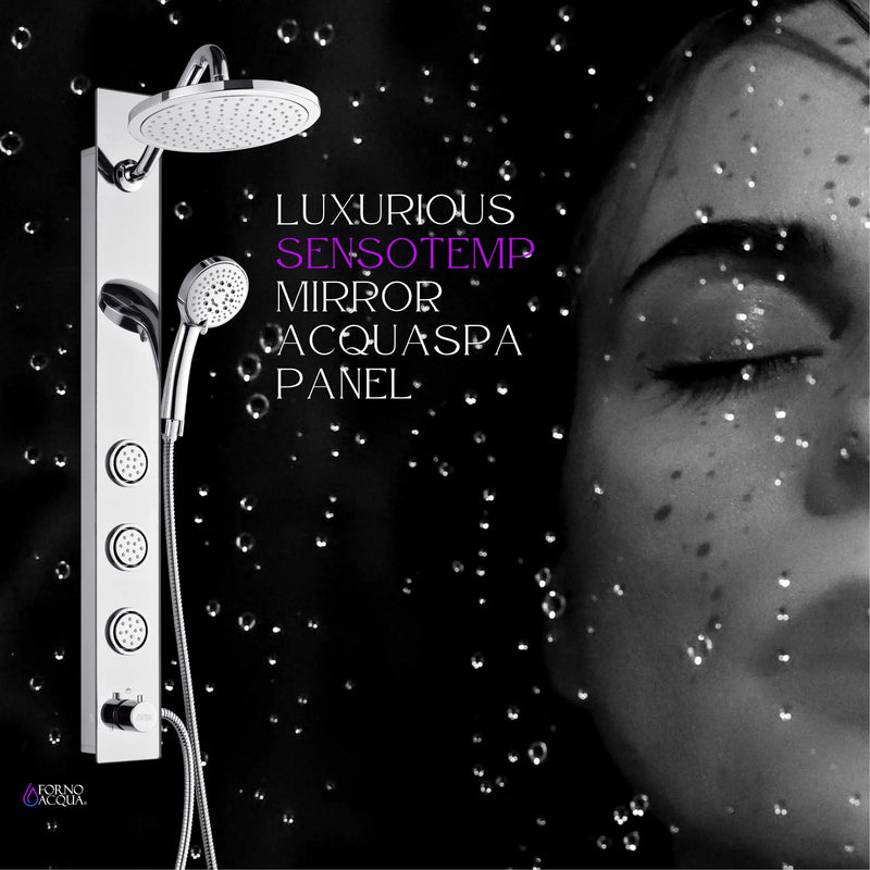 Forno AcquaSPA 9-Inch Overhead Rainfall Shower Panel with 2.5 GPM Flow Rate and with SensoTEMP in Mirrored Stainless Steel (SL31MC-L2)