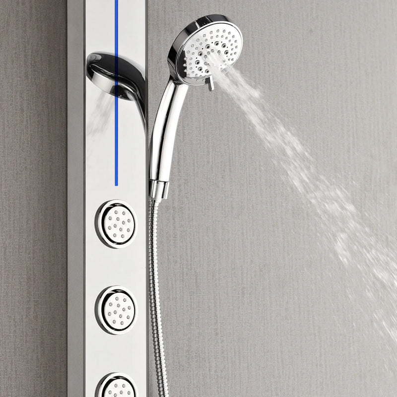 Forno AcquaSPA 9-Inch Overhead Rainfall Shower Panel with 1.8 GPM Flow Rate and SensoTEMP in Mirrored Stainless Steel Finish (SL31MC-L8)