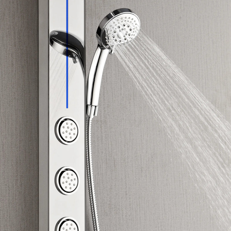 Forno AcquaSPA 9-Inch Overhead Rainfall Shower Panel with 1.8 GPM Flow Rate and SensoTEMP in Mirrored Stainless Steel Finish (SL31MC-L8)