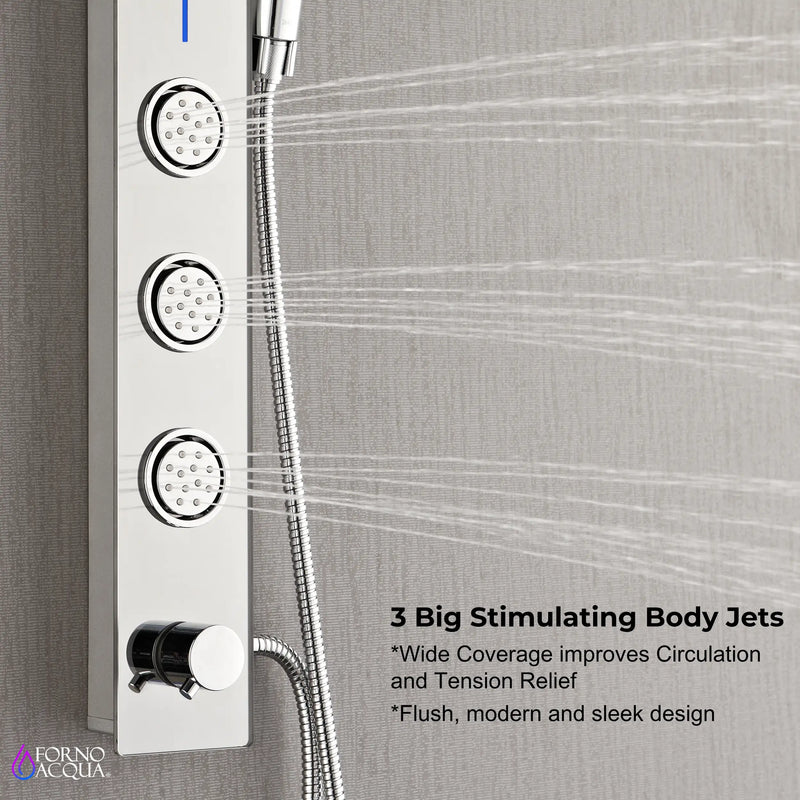 Forno AcquaSPA 9-Inch Overhead Rainfall Shower Panel with 1.8 GPM Flow Rate and SensoTEMP in Mirrored Stainless Steel Finish (SL31MC-L8)