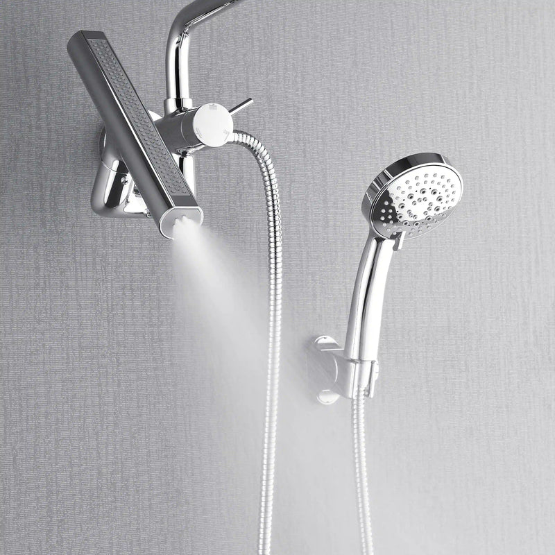 Forno AcquaFALL Mini 9-Inch Overhead Rainfall Shower with 1.8 GPM Flow Rate, Handheld, 7 Way Diverter, Body Jets in Polished Stainless Steel (SMW1CP-C8)