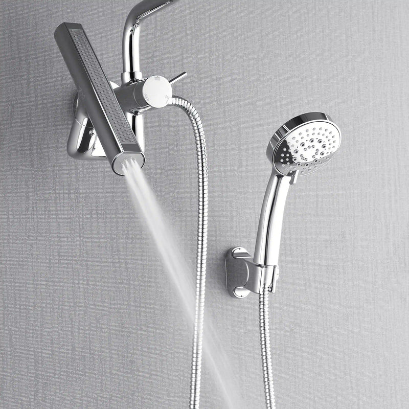 Forno AcquaFALL Mini 9-Inch Overhead Rainfall Shower with 2.5 GPM Flow Rate, Handheld, 7 Way Diverter, Body Jets in Polished Stainless Steel (SMW1CP-C2)