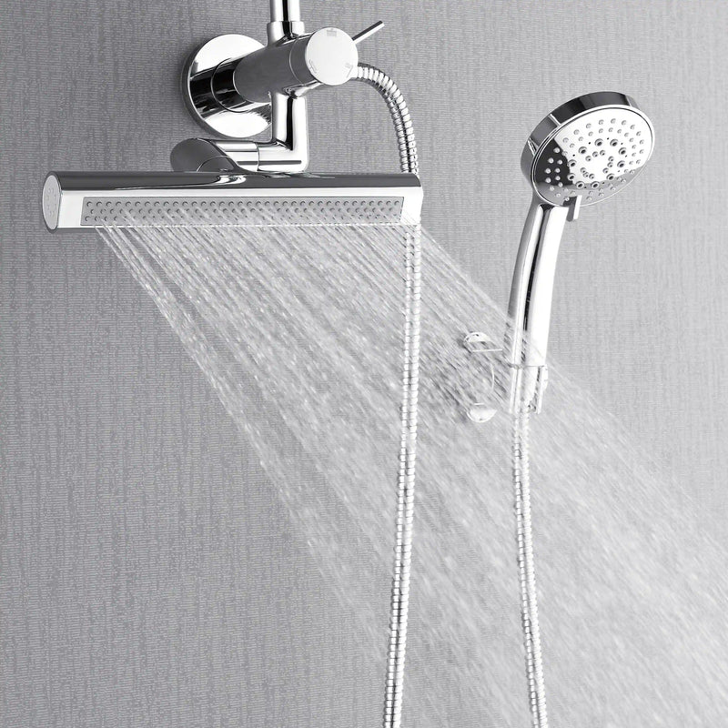 Forno AcquaFALL Mini 9-Inch Overhead Rainfall Shower with 2.5 GPM Flow Rate, Handheld, 7 Way Diverter, Body Jets in Polished Stainless Steel (SMW1CP-C2)