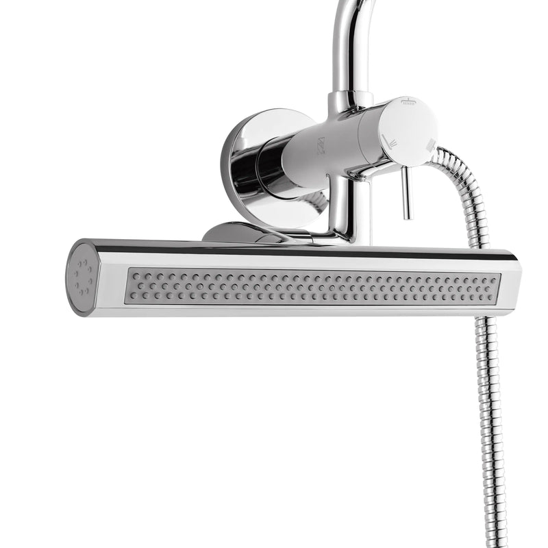 Forno AcquaFALL Mini 9-Inch Overhead Rainfall Shower with 2.5 GPM Flow Rate, Handheld, 7 Way Diverter, Body Jets in Polished Stainless Steel (SMW1CP-C2)