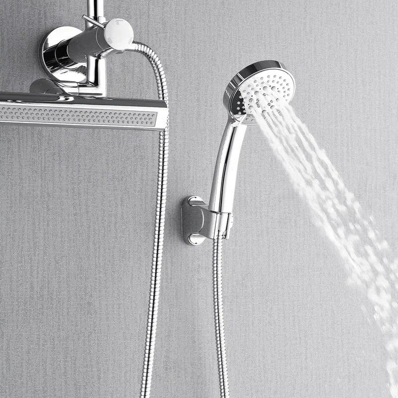 Forno AcquaFALL Mini 9-Inch Overhead Rainfall Shower with 1.8 GPM Flow Rate, Handheld, 7 Way Diverter, Body Jets in Polished Stainless Steel (SMW1CP-C8)