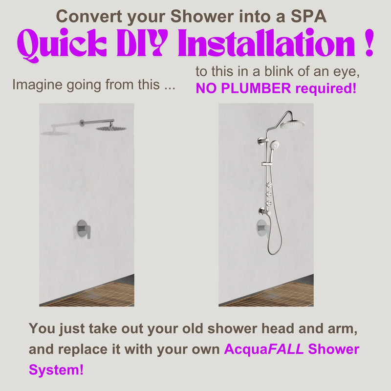 Forno AcquaSPA Retrofit 9-Inch Overhead Rainfall Shower with 2.5 GPM Flow Rate, Handheld, Body Jets, 6 Way Diverter in Polished Stainless Steel (SC31CP-C2)