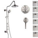 Forno AcquaSPA Retrofit 8-Inch Ovearhead Rainfall Shower with 2.5 GPM Flow Rate, Handheld, Body Jets, 6 Way Diverter in Brushed Nickel (SC32BN-C2)