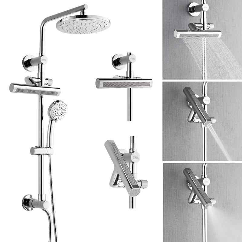 Forno AcquaFALL 9-Inch Overhead Rainfall Shower with 2.5 GPM Flow Rate, Handheld, Body Jets in Polished Stainless Steel (SCW1CP-S2)