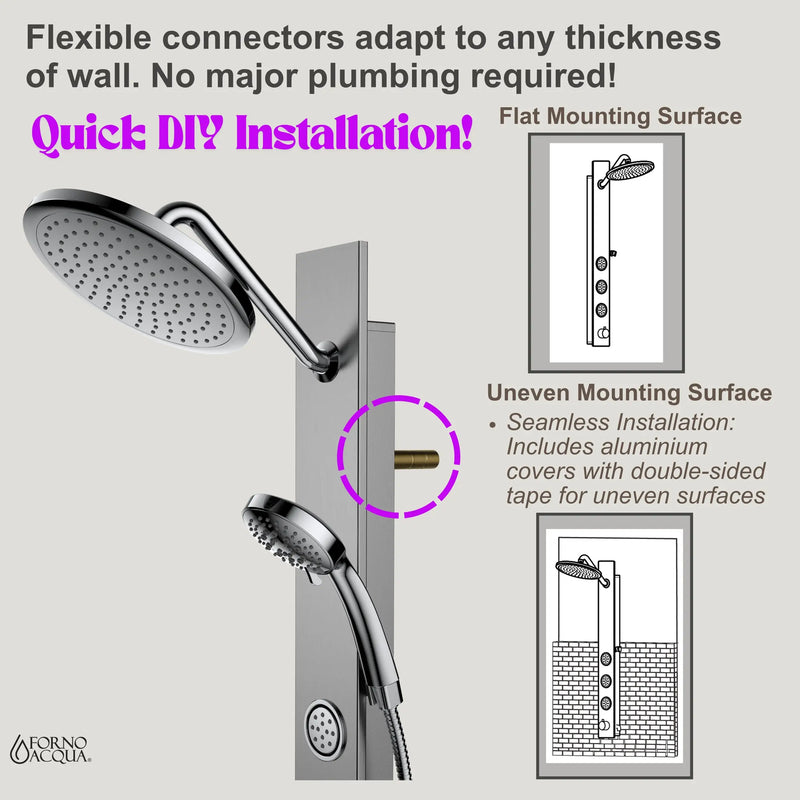 Forno AcquaSpa 9-Inch Overhead Rainfall Shower Panel with 2.5 GPM Flow Rate and SensoTemp, Handheld, Body Jets in Stainless Steel (SL31BC-L2)