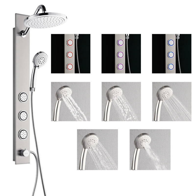 Forno AcquaSpa 9-Inch Overhead Rainfall Shower Panel with 2.5 GPM Flow Rate and SensoTemp, Handheld, Body Jets in Stainless Steel (SL31BC-L2)
