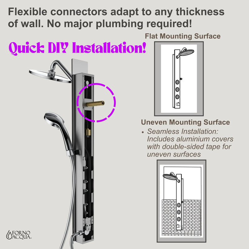 Forno AcquaSPA 9-Inch Overhead Rainfall Shower Panel with 2.5 GPM Flow Rate and with SensoTEMP in Mirrored Stainless Steel (SL31MC-L2)