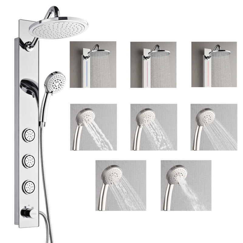 Forno AcquaSPA 9-Inch Overhead Rainfall Shower Panel with 2.5 GPM Flow Rate and with SensoTEMP in Mirrored Stainless Steel (SL31MC-L2)