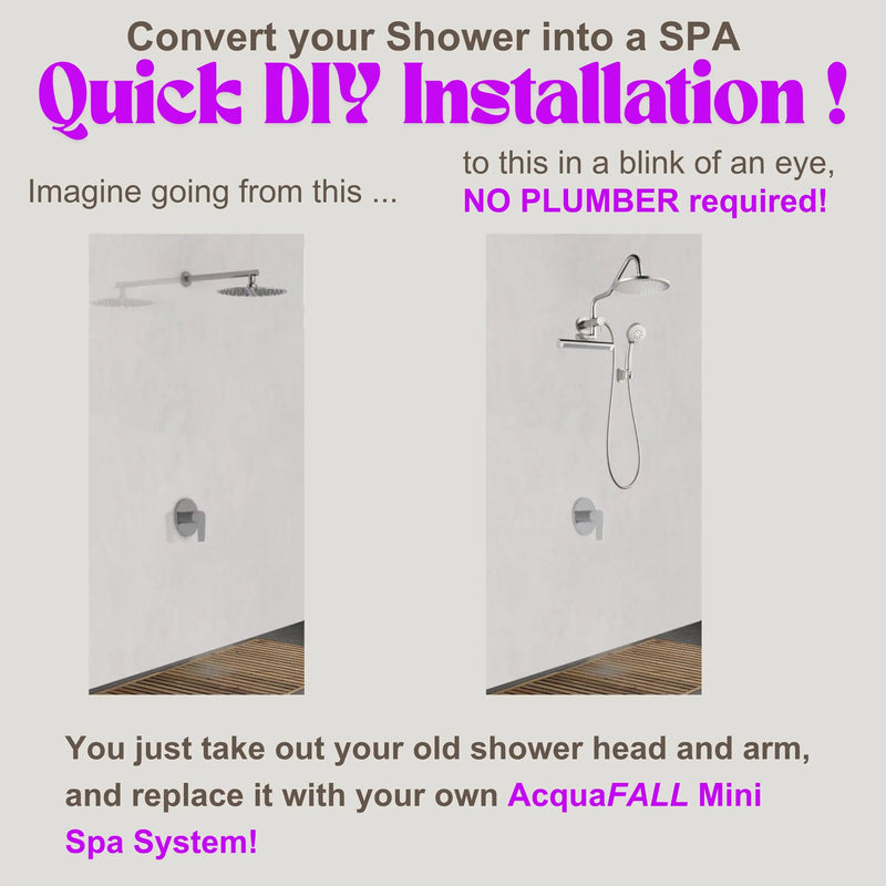 Forno AcquaFALL Mini 9-Inch Overhead Rainfall Shower with 2.5 GPM Flow Rate, Handheld, 7 Way Diverter, Body Jets in Polished Stainless Steel (SMW1CP-C2)
