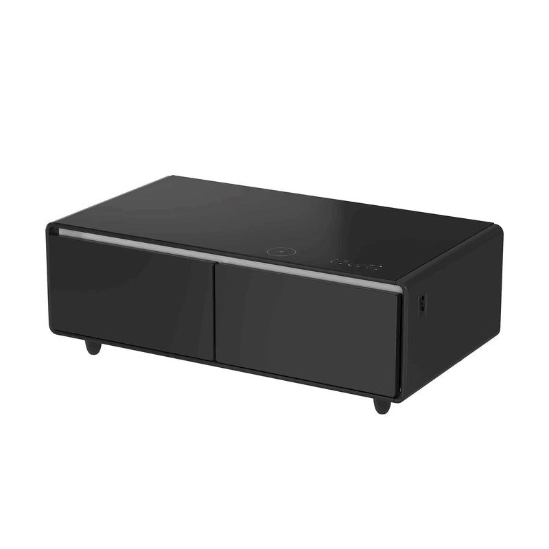 Forno Evoluto Tavolo 51-Inch Smart Coffee Table Refrigerators - Dual Drawers, Bluetooth 5.0 Audio, Wireless Charging & RGB Ambient Light in Black (FCTFR7006-51BLK)