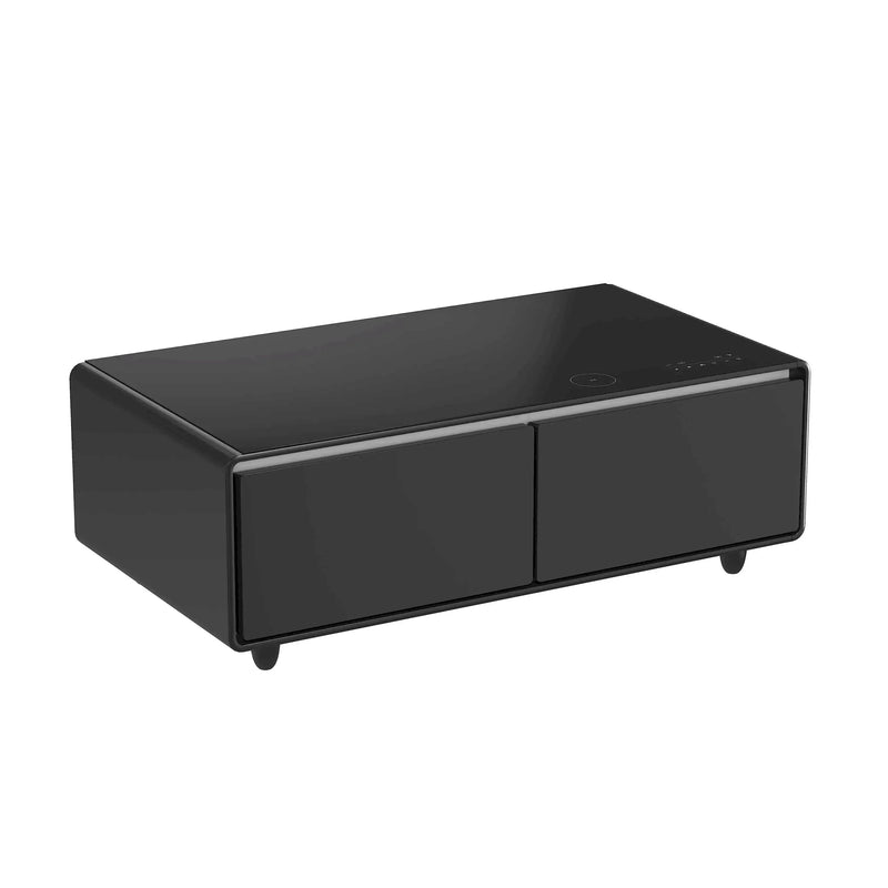 Forno Evoluto Tavolo 51-Inch Smart Coffee Table Refrigerators - Dual Drawers, Bluetooth 5.0 Audio, Wireless Charging & RGB Ambient Light in Black (FCTFR7006-51BLK)