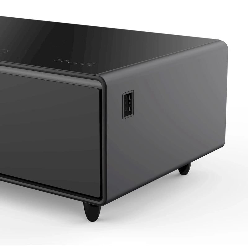 Forno Evoluto Tavolo 51-Inch Smart Coffee Table Refrigerators - Dual Drawers, Bluetooth 5.0 Audio, Wireless Charging & RGB Ambient Light in Black (FCTFR7006-51BLK)