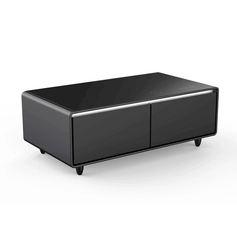Forno Evoluto Tavolo 51-Inch Smart Coffee Table Refrigerators - Dual Drawers, Bluetooth 5.0 Audio, Wireless Charging & RGB Ambient Light in Black (FCTFR7006-51BLK)