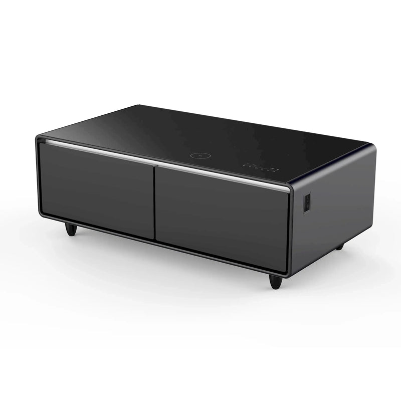 Forno Evoluto Tavolo 51-Inch Smart Coffee Table Refrigerators - Dual Drawers, Bluetooth 5.0 Audio, Wireless Charging & RGB Ambient Light in Black (FCTFR7006-51BLK)