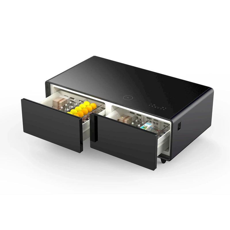 Forno Evoluto Tavolo 51-Inch Smart Coffee Table Refrigerators - Dual Drawers, Bluetooth 5.0 Audio, Wireless Charging & RGB Ambient Light in Black (FCTFR7006-51BLK)